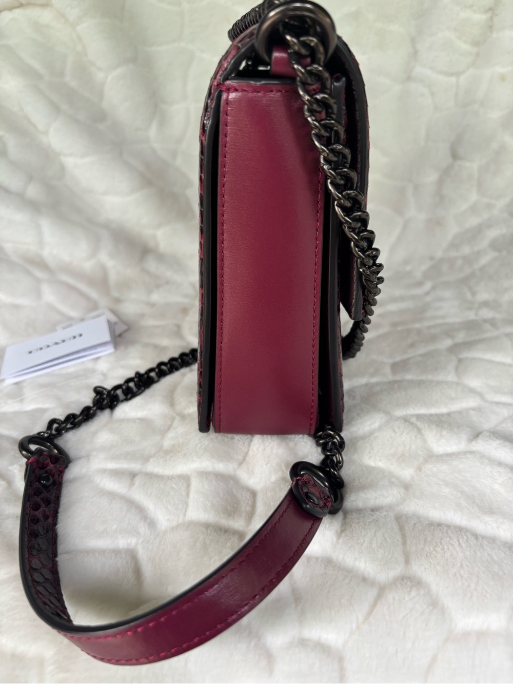 Coach Hutton Shoulder Bag With Snakeskin Detail - Picture 10 of 16